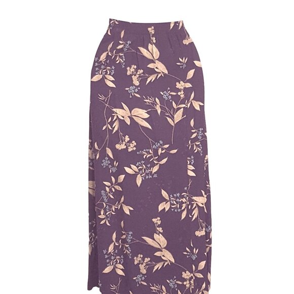 Sag Harbor Vintage 90s Skirt Top Dress Small Purple Floral Elastic Midi Rayon - Picture 4 of 9